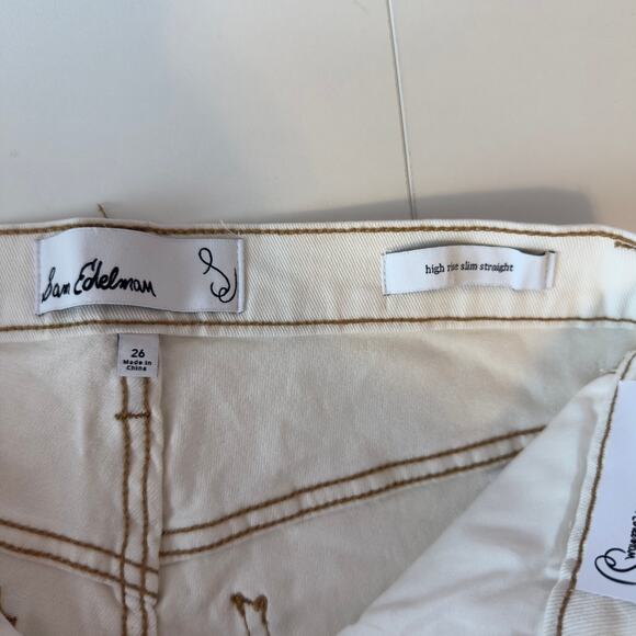 NWT Sam Edelman High Rise Slim Straight Jeans Size 26 Undyed Natural Casual - Picture 8 of 9